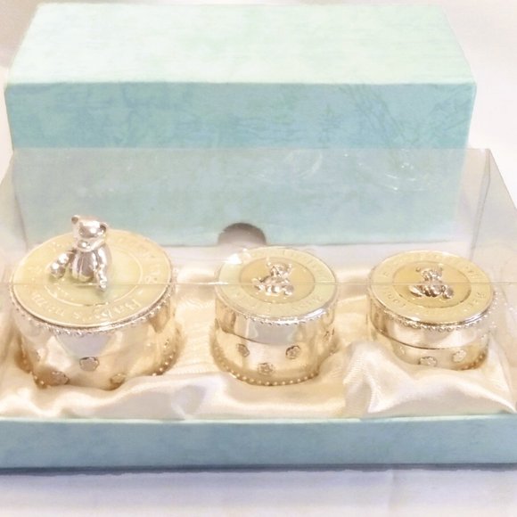 Elegance-Baby Name Tag, First Curl, First Tooth Set-3 Piece Silver Tone Set - Picture 9 of 13